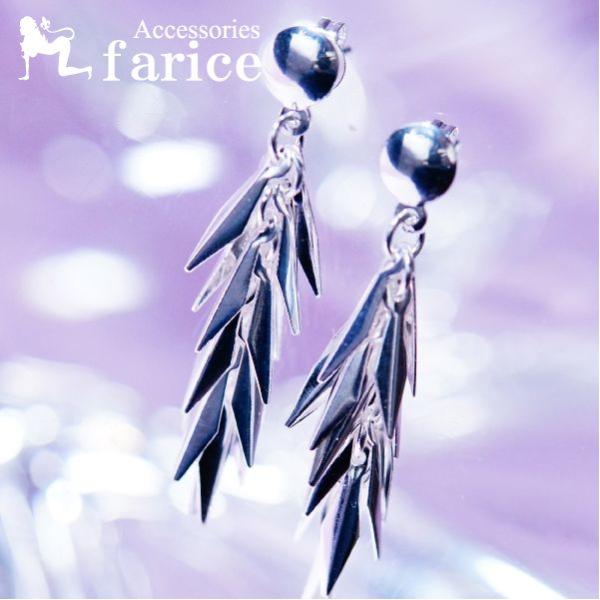 シャープリーフ(尖った葉)モチーフ シックエレガントデザイン シルバーコーティング レディース スタ...