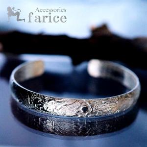 ドラゴン 龍 角 牙 メンズ バングル ブレスレット 「ゴールド