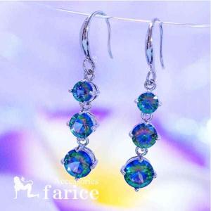 天然石 ブルートパーズ 雫型 シルバー925 ハーフフープ ピアス