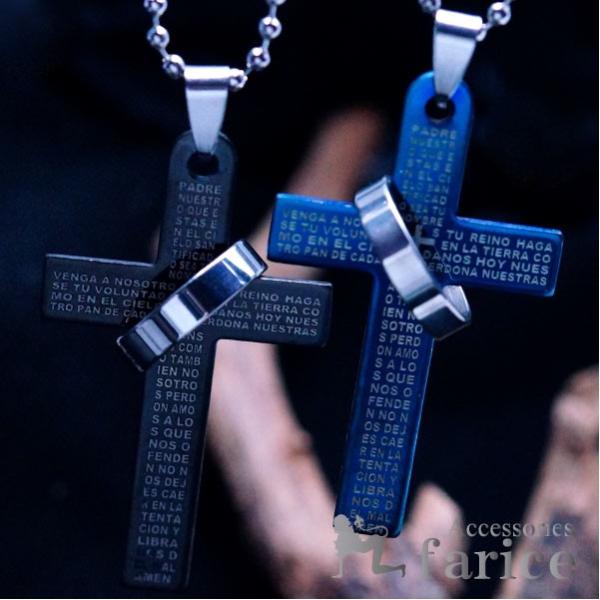 ルード系 ラテンクロス(ローマ十字)・聖書文字メッセージ リングパーツデザイン メンズ ステンレス ...