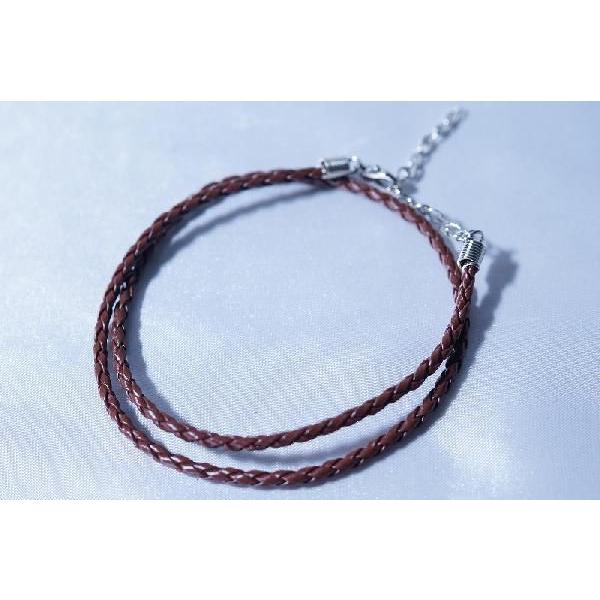 牛革風 激安 三つ編み ブラウン 革紐ネックレス ３mm幅(アジャスター調節付き) 【ブラウン】