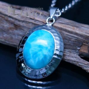 ラリマー ペンダントドミニカ産 オーバル ペンダント トップ クラウン