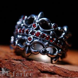 クラウンキングスカルリング3 シルバー925,ジルコニア王冠ドクロ【ring