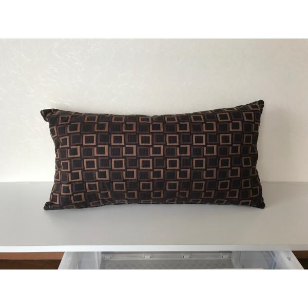 枕型クッションL ブラウンチェック
