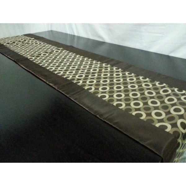 タイシルク テーブルランナー 丸柄 ブラウン＊ブラウン　 （アジアンインテリア）