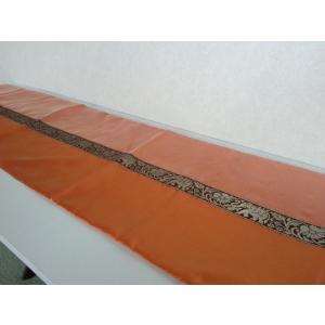 タイシルク テーブルランナー 象柄 オレンジ＊オレンジ （アジアンインテリア）