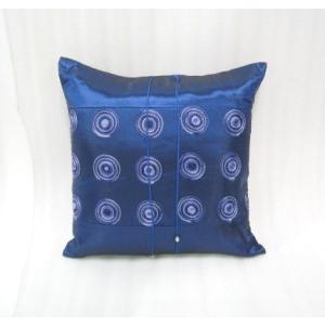 タイシルク クッションカバー 刺繍 ブルー（アジアンインテリア）カバーのみ