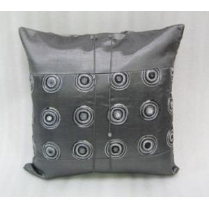 タイシルク クッションカバー 刺繍 シルバー（アジアンインテリア）カバーのみ