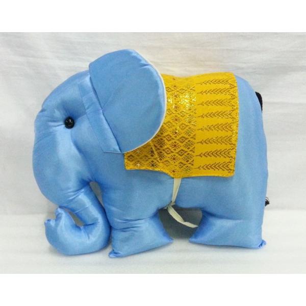 タイシルク 象クッション 水色＊ゴールド