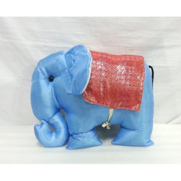 タイシルク 象クッション 水色＊赤