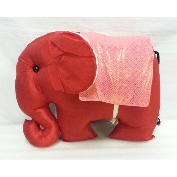 タイシルク 象クッション 赤＊ピンク