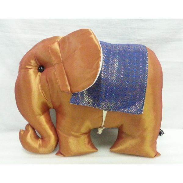 タイシルク 象クッション オレンジ＊パープル