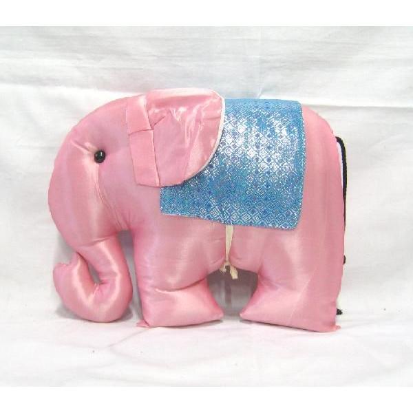 タイシルク 象クッション ライトピンク＊青