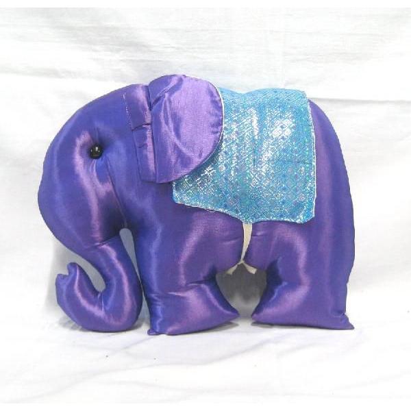 タイシルク 象クッション 紫＊青