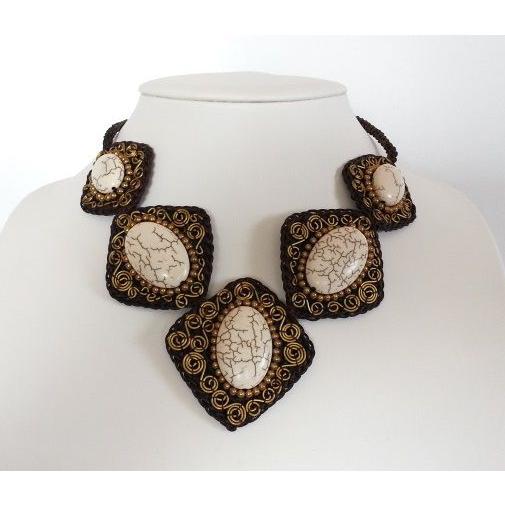 オリジナル ネックレス ホワイトストーン 天然石　 (アジアンアクセサリー）