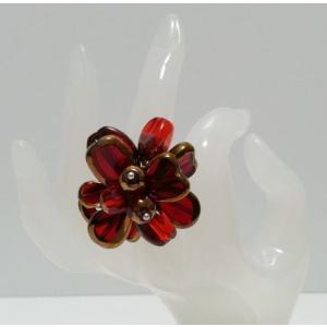 ハンドメイド樹脂使用 オリジナルリング（指輪）RED　 (アジアンアクセサリー）