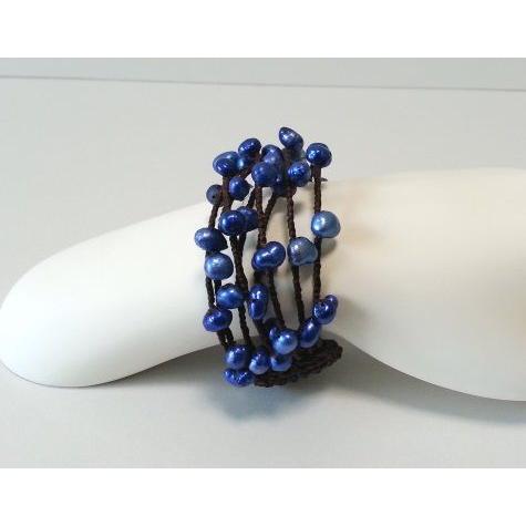 淡水パール使用 オリジナル ブレスレット ブルー　 (アジアンアクセサリー）