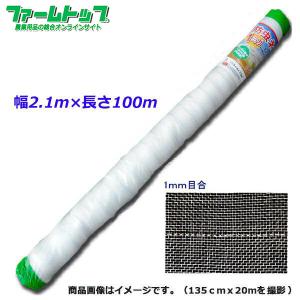 シンセイ 防虫ネット 幅2.1m×長さ10m 目合1mm ブルーセンターライン