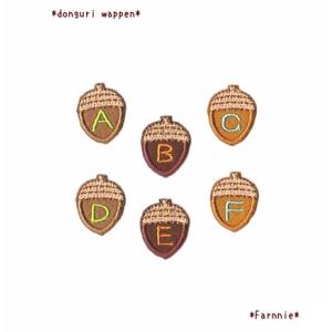 【Ｓ】どんぐりのイニシャルワッペン*アルファベット数字