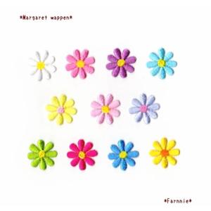 マーガレットのお花刺繍アイロンワッペン
