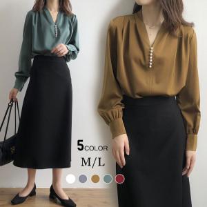 ブラウス レディース 40代 長袖 ブラウス 春秋 オフィス 可愛い おしゃれ Vネック シフォン トップス 韓国風 大人 通勤 ゆったり シャツ きれいめ