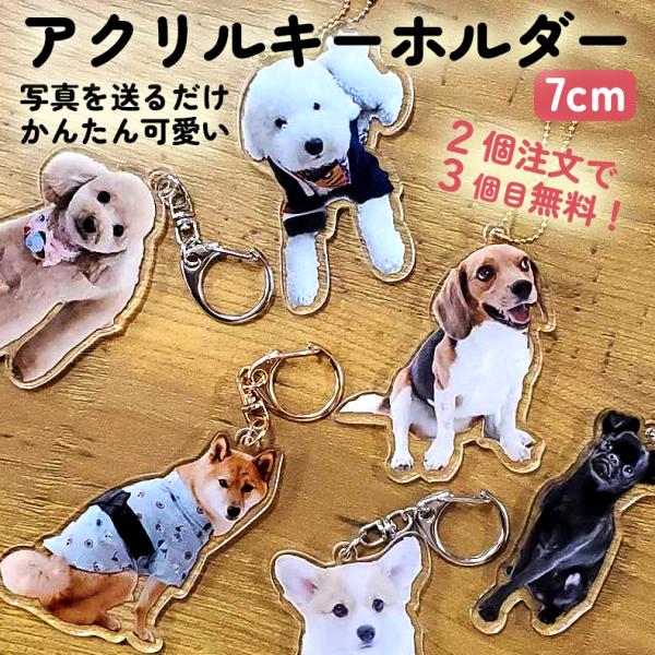 3個目無料 マイペットキーホルダー 7cm オリジナル アクリルキーホルダー ペット アクキー 犬 ...