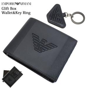 エンポリオアルマーニ EMPORIO ARMANI 二つ折り財布 財布 キーホルダー ギフト セット メンズ ブラック 黒色 Y4R174 YFE6J 81072｜fashion-labo