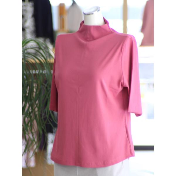 【送料無料】夏におすすめ　涼感繊維　カットソー　ボトルネック　5分袖　日本製　Ｔシャツ　定番　40代...