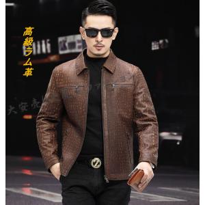 レザージャケットメンズ高級ラム革羊革防風防寒40代50代60代革