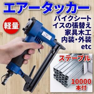 釘打ち機 エアータッカー 10000本付 エアタッカー 軽量 50mm エアー釘打機 エアツール 釘...