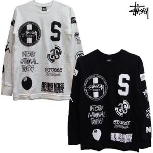 st-lt003 STUSSY 長袖Tシャツ　LS DOT COLLAGE TEE　ブラック/ホワイト｜fashiondeep