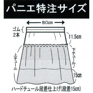 フラスカート用　パニエ　ウエストフリー（50ｃｍ〜100ｃｍ）　ハードチュール段差仕上げ　選べる丈・70ｃｍ/75ｃｍ 【ゆうパケット不可】 サンキ/sanki
