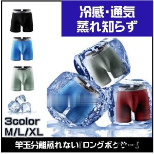 ロングボクサーパンツ メンズ 分離型 蒸れない メッシュ ナイロン 通気性 冬 暖かい 派手 立体 高級 膝上｜fashionista-peony