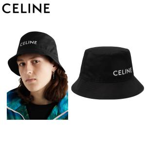 CELINE Hat Black Mens 2020AW ロゴプリント コットンツイル バケット