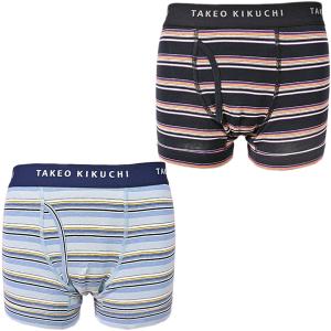 タケオキクチ TAKEO KIKUCHI メンズ ボーダー柄ボクサーブリーフフィットスタイル フライス前開きボクサー パンツ LL 2L XL ビッグサイズ 通常販売価格:3850円｜fashionspace-yokoya