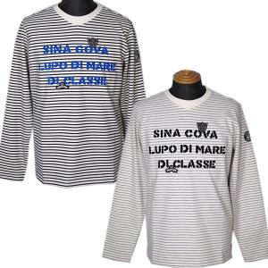 シナコバ SINACOVA メンズ 長袖ボーダー柄クルーネックTシャツ