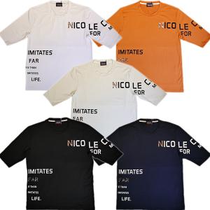 ニコルクラブフォーメン NICOLE CLUB FOR MEN メンズ ロゴプリント 5分袖Tシャツ 2164-9000 (アウトレット50%OFF)半額 通常販売価格:5390円