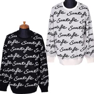 サンタフェ santafe メンズ ブランドロゴ総柄クルーネックセーター