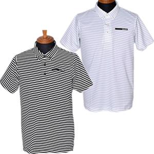 ブラック&ホワイト Black&White メンズ 半袖バイアス柄高機能ボタンダウンポロシャツ ゴルフウェアの商品画像