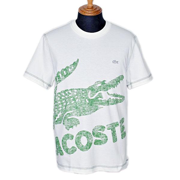 ラコステ LACOSTE メンズ ビッグロゴプリントクルーネックTシャツ 丸首 ゴルフウェア (アウ...