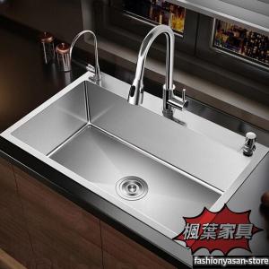 シンク ステンレス 流し台 タンク 混合水栓 大判 キッチン SUS304 コーティング 油対策 耐摩耗 手入れやすい 厚手 台所 ゴミ受け 蛇口 混合水栓