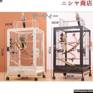 クリア鳥かご 複数飼い大型インコ ケージ セキセイインコゴザクラインコオカメインコ鳥籠 Ｗ46×Ｄ46×Ｈ77cm(外寸)