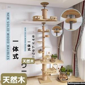 木製 一体式 猫タワー おしゃれ 多頭飼い 爪とぎ おしゃれ 大型猫 透明宇宙船 安定性抜群 猫ハウス ネコ 猫用 運動不足