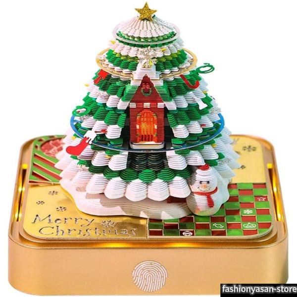 卓上カレンダー 面白い 3d クリスマスハウス カレンダー メモパッド ライトティア付き アートカレ...