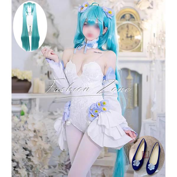 送料無料◆初音ミクVOCALOID 風 粉蝶花精霊 コスプレ 衣装 ウィッグ 靴 cosplay コ...