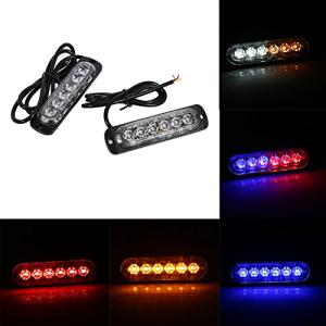 Qiilu  DC 12 / 24V 6LED 緊急ストロボライト 警告ストロボライト 非常灯 点滅ランプ 緊急危険警告 IPX-4防水 高い