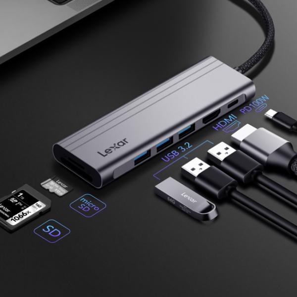 ★期間限定30%クーポン★Lexar H31 7-In-1 USB-C Hub ドッキングステーショ...