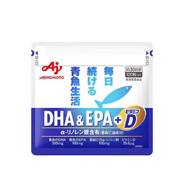 味の素 DHA ＆ EPA + ビタミンD 青魚 サプリメント (120粒入り / 約30日分 / ...