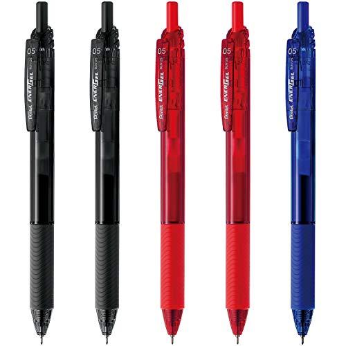 ぺんてる ゲルインキボールペン エナージェルS 0.5mm 黒2本・赤2本・青1本 5本セットAMZ...