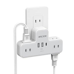 Mscien usb コンセント 電源タップ usb付き 1個usb-c 2個usb-a 6個AC口 USB-Cコンセントタップ 雷ガード 分岐 oaタップ 直挿しタップ たこあしコンセ｜fatefloria